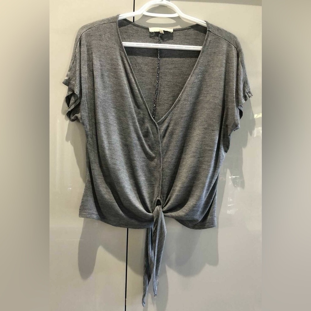 Monk & Lou Flutter Sleeve Tie Front Long Crop